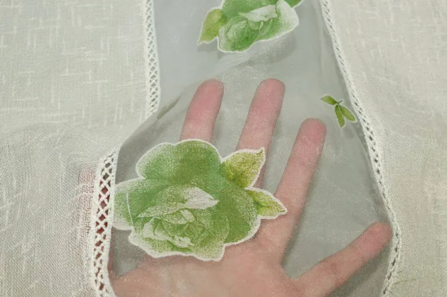 TENDINO CON INSERTO IN ORGANZA FIORE VERDE