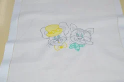 TENDINO MISTO LINO RICAMATO GATTINI LARGHEZZA CM 40