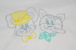 TENDINO MISTO LINO RICAMATO GATTINI LARGHEZZA CM 40