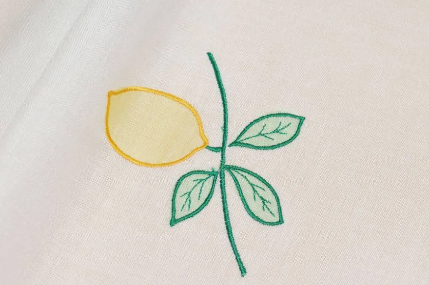 TENDINO MISTO LINO RICAMO LIMONI