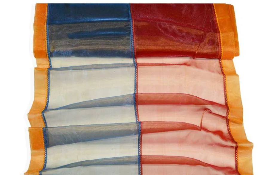 TENDINO ORGANZA ARANCIO CANGIANTE BLU