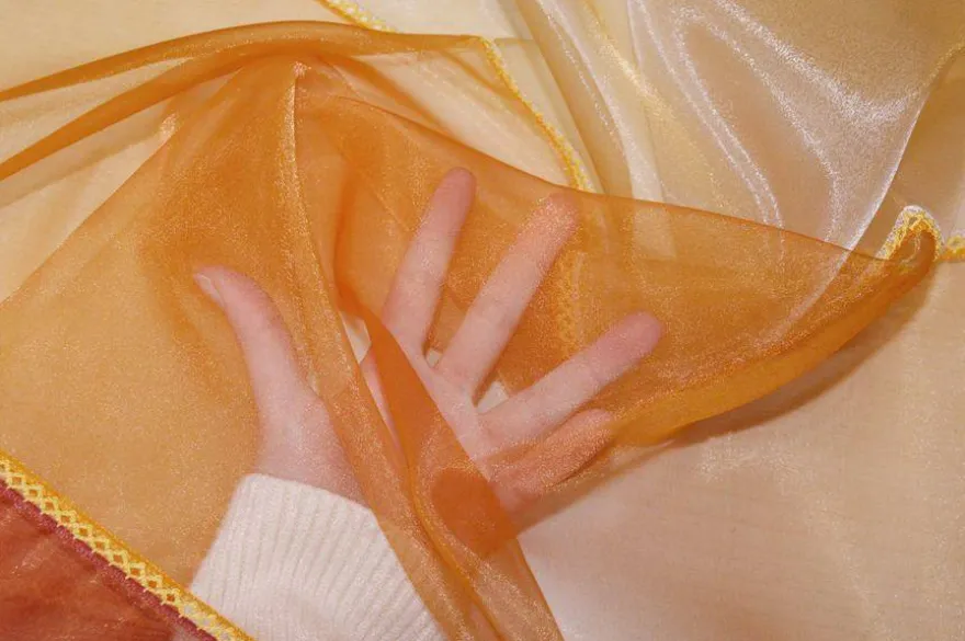 TENDINO ORGANZA ARANCIO CANGIANTE GIALLO