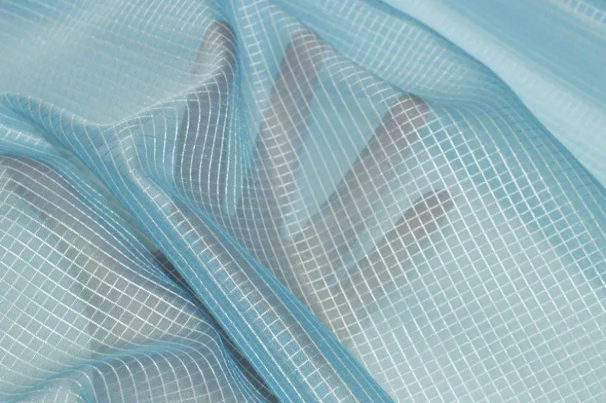 TENDINO ORGANZA QUADRETTO AZZURRO