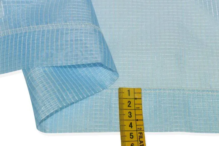 TENDINO ORGANZA QUADRETTO AZZURRO