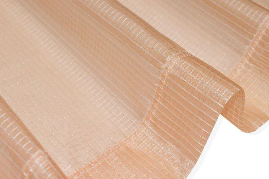 TENDINO ORGANZA QUADRETTO ROSA SALMONE
