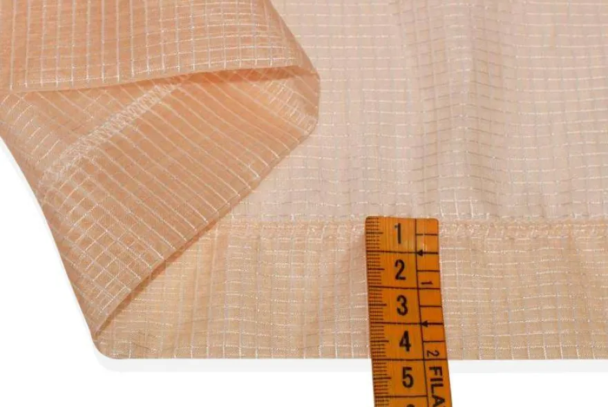 TENDINO ORGANZA QUADRETTO ROSA SALMONE