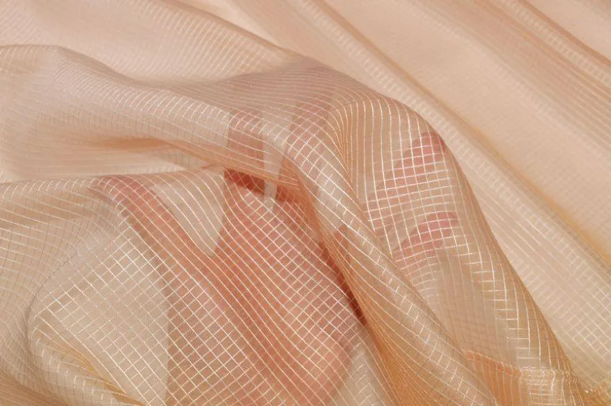 TENDINO ORGANZA QUADRETTO ROSA SALMONE