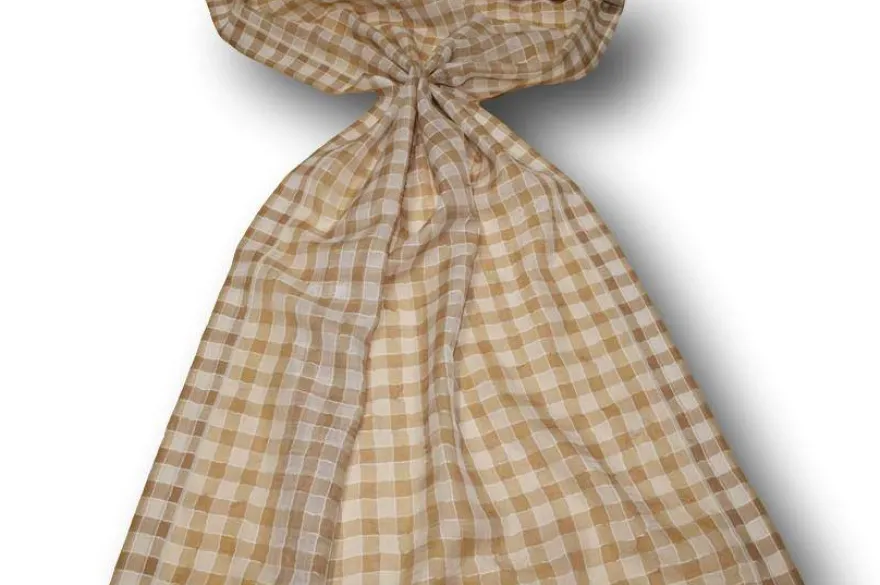 TENDINO ORGANZA SCACCHETTO BIANCO/BEIGE