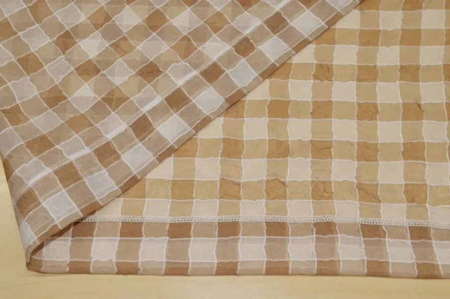 TENDINO ORGANZA SCACCHETTO BIANCO/BEIGE