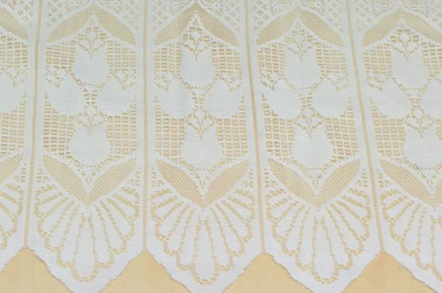 TENDINO RICAMATO BIANCO CON FANTASIA TULIPANI