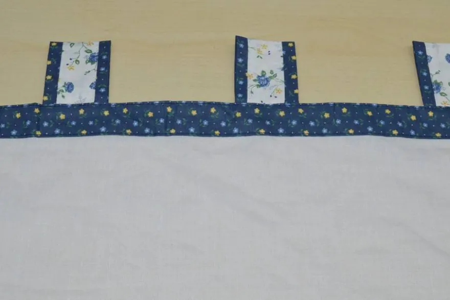 TENDINO TIROLESE BALZA COTONE FIORI BLU ALTEZZA 240