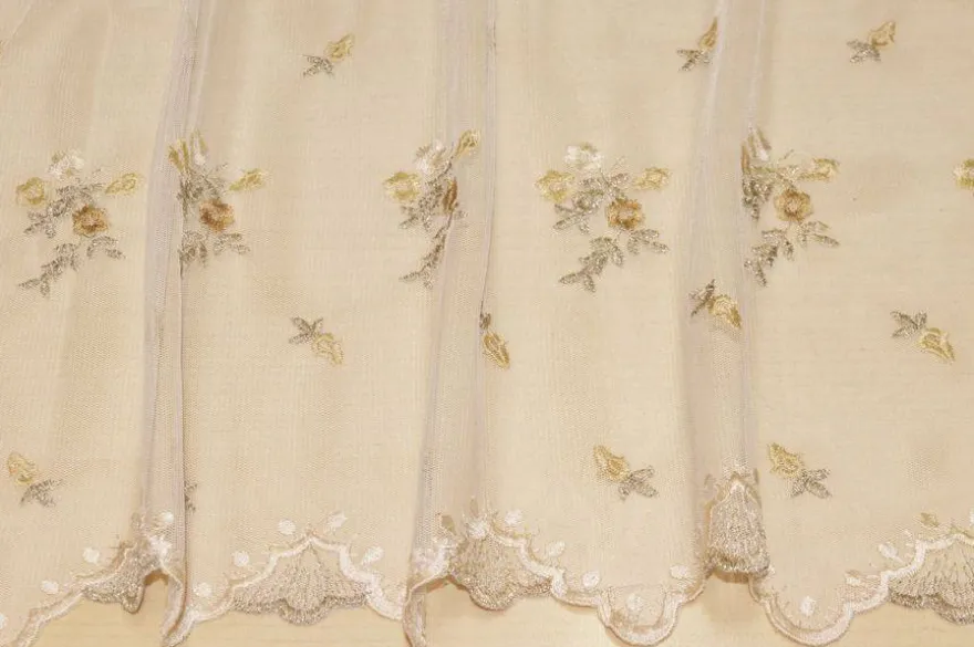 TENDINO TULLE RICAMATO FIORELLINO BEIGE