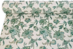 TESSUTO ARREDO CASA GOBELIN FANTASIA FIORE STILIZZATO VERDE