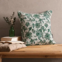TESSUTO ARREDO CASA GOBELIN FANTASIA FIORE STILIZZATO VERDE