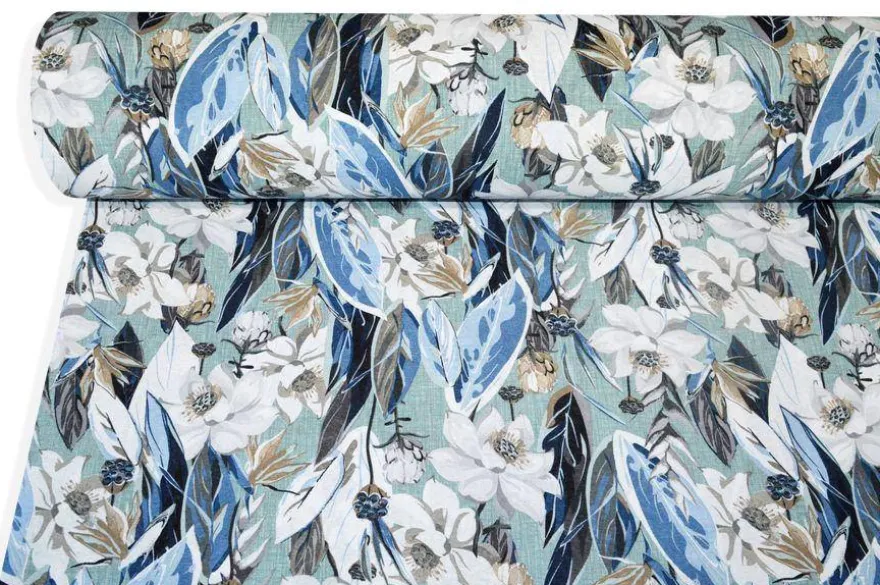 TESSUTO ARREDO FANTASIA FLOREALE AZZURRA