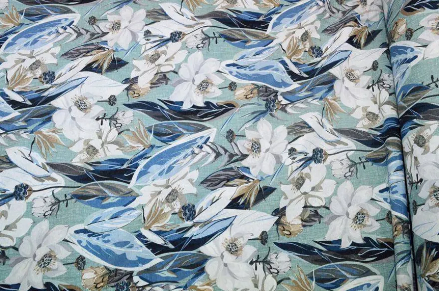 TESSUTO ARREDO FANTASIA FLOREALE AZZURRA