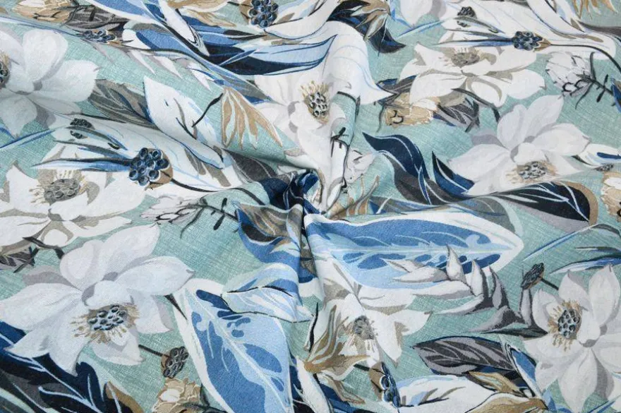 TESSUTO ARREDO FANTASIA FLOREALE AZZURRA