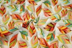 TESSUTO ARREDO FANTASIA FOGLIE MULTICOLOR