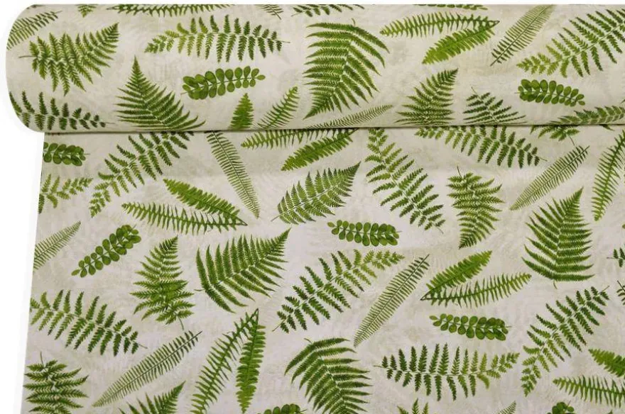 TESSUTO ARREDO FANTASIA FOGLIE FELCE