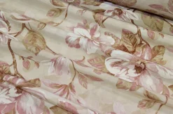 TESSUTO ARREDO FANTASIA MAGNOLIA ROSA FONDO BEIGE