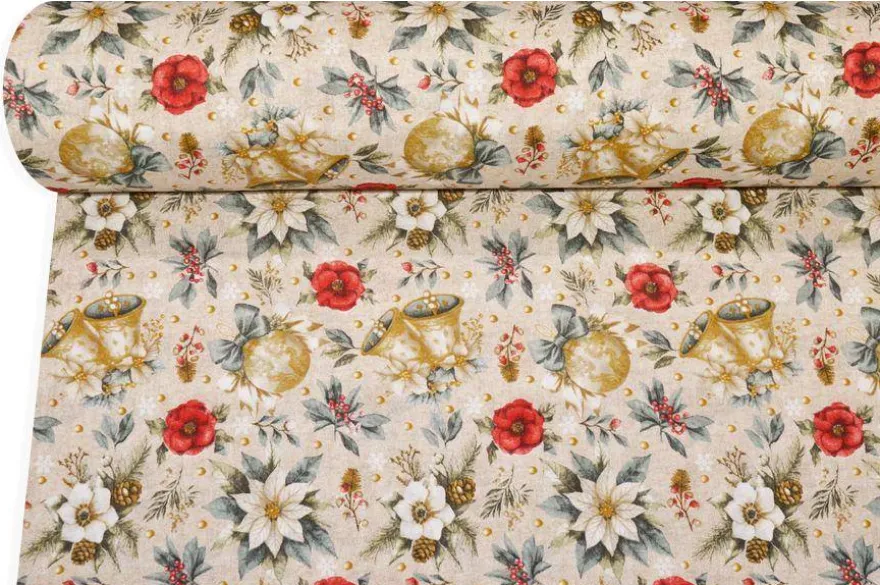 TESSUTO ARREDO FANTASIA NATALE CAMPANE