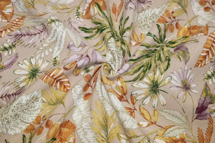 TESSUTO ARREDO FANTASIA TROPICAL COLORI CALDI