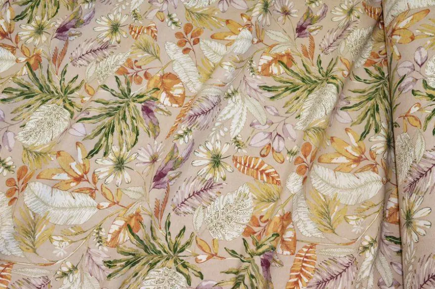 TESSUTO ARREDO FANTASIA TROPICAL COLORI CALDI