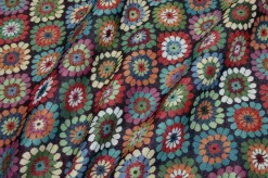 TESSUTO ARREDO GOBELIN FANTASIA MATTONELLE FONDO SCURO