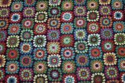 TESSUTO ARREDO GOBELIN FANTASIA MATTONELLE FONDO SCURO
