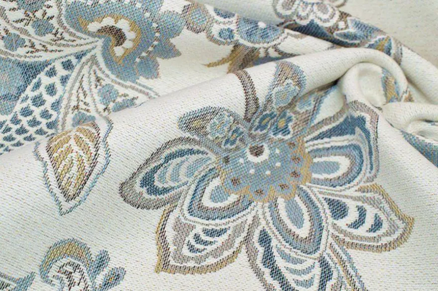 TESSUTO ARREDO GOBELIN FANTASIA FIORE STILIZZATO AVIO