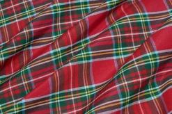 TESSUTO ARREDO SCOZZESE ROSSO FILO LUREX ORO
