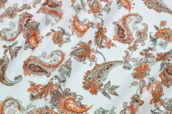TESSUTO BATISTA PURO COTONE FANTASIA BIANCO E ARANCIO