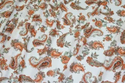 TESSUTO BATISTA PURO COTONE FANTASIA BIANCO E ARANCIO