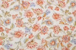 TESSUTO BATISTA PURO COTONE FLOREALE FONDO PANNA