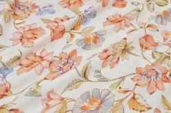TESSUTO BATISTA PURO COTONE FLOREALE FONDO PANNA