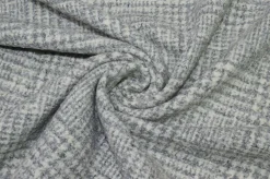 TESSUTO BOUCLE LANA ALPACA SCACCO GRIGIO