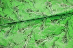 TESSUTO BROCCATO FIORE STILIZZATO FONDO VERDE