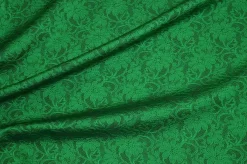TESSUTO BROCCATO FONDO NERO EFFETTO PIZZO VERDE