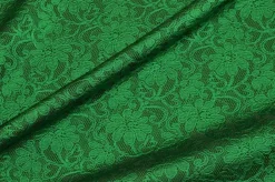 TESSUTO BROCCATO FONDO NERO EFFETTO PIZZO VERDE