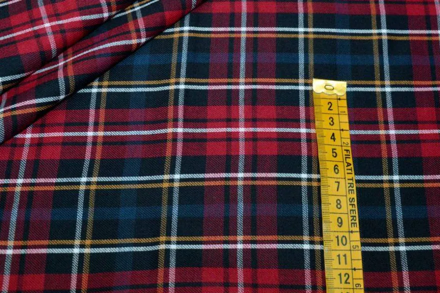 TESSUTO CAMICERIA LEGGERO PURO COTONE TARTAN ROSSO