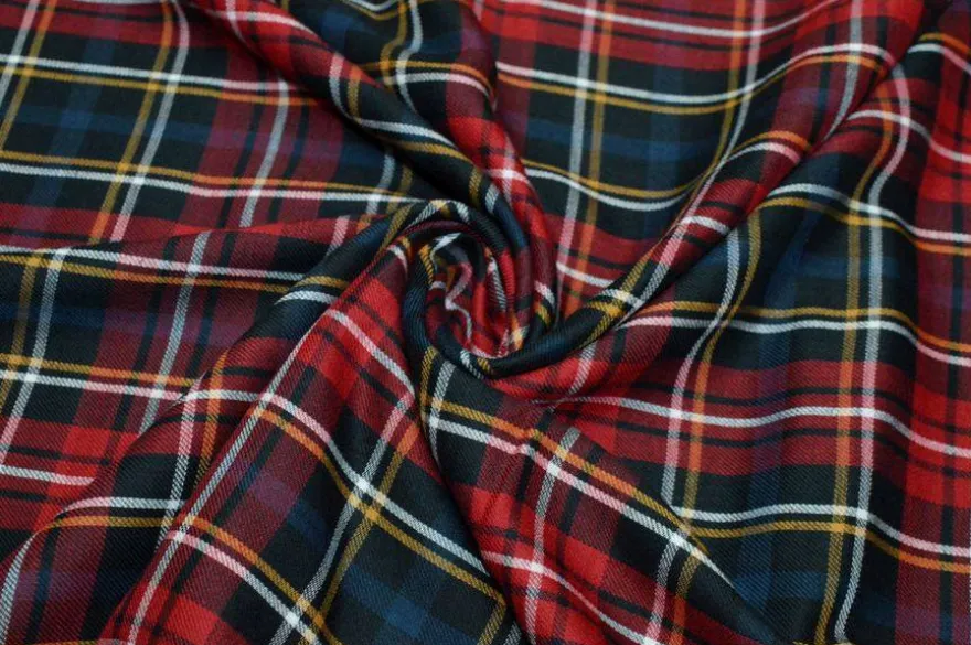 TESSUTO CAMICERIA LEGGERO PURO COTONE TARTAN ROSSO