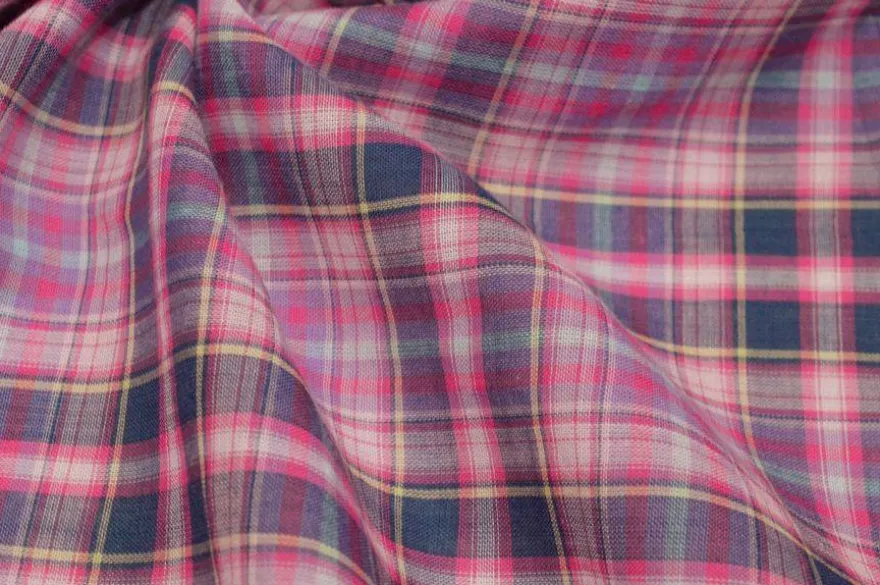 TESSUTO CAMICERIA PURO COTONE SCACCO ROSA