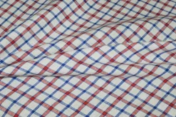 TESSUTO CAMICERIA PURO LINO SCACCO ROSSO BLU