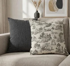 TESSUTO CANVAS MISTO COTONE TOILE DE JOUY GRIGIO