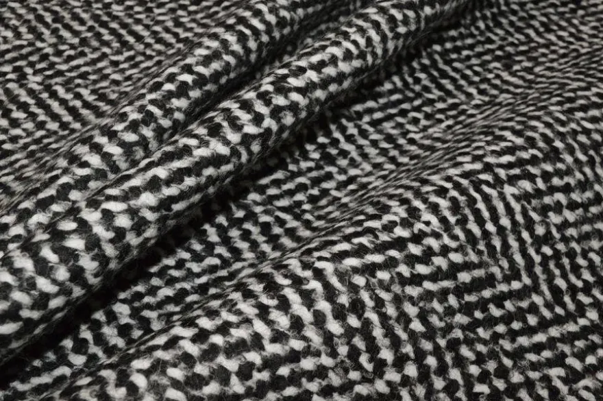 TESSUTO CAPPOTTO ADESIVATO PURA LANA BIANCO NERO