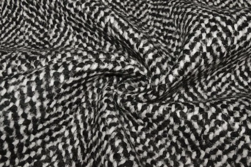 TESSUTO CAPPOTTO ADESIVATO PURA LANA BIANCO NERO