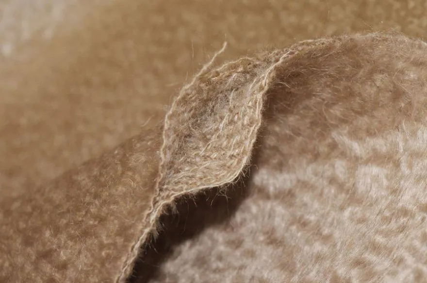 TESSUTO CAPPOTTO DOUBLE MISTO CASHMERE EFFETTO MOUFLON COLOR CAMMELLO