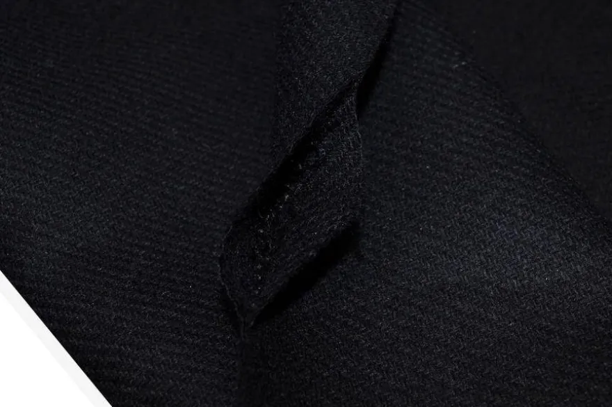 TESSUTO CAPPOTTO DOUBLE PURA LANA EFFETTO SHETLAND NERO