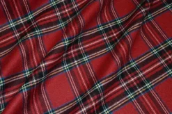 TESSUTO CAPPOTTO DOUBLE PURA LANA TARTAN ROSSO