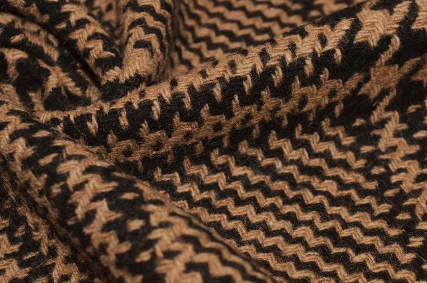 TESSUTO CAPPOTTO PRINCIPE DI GALLES MARRONE E NERO